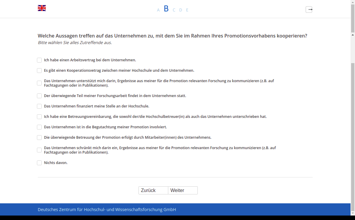 Welche Aussagen treffen auf das Unternehmen zu, mit dem Sie im Rahmen Ihres Promotionsvorhabens kooperieren?