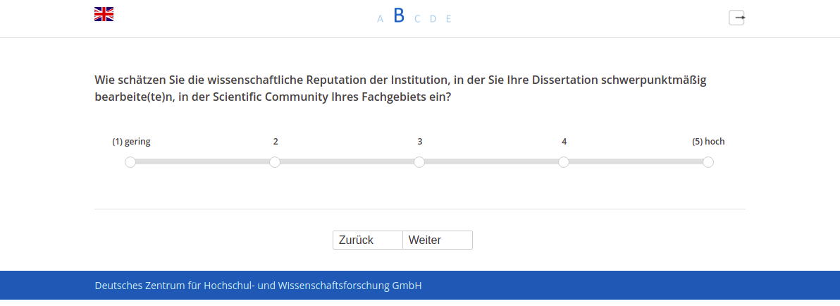 Wie schätzen Sie die wissenschaftliche Reputation der Institution, in der Sie Ihre Dissertation schwerpunktmäßig bearbeite(te)n, in der Scientific Community Ihres Fachgebiets ein?
