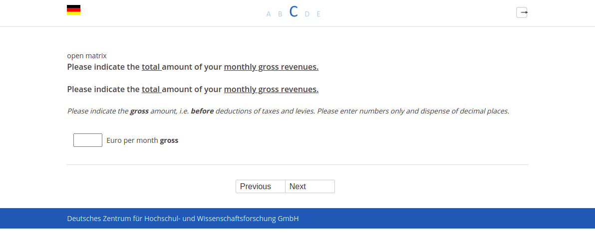 Please indicate the total amount of your monthly gross revenues.