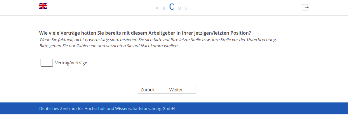 Wie viele Verträge hatten Sie bereits mit diesem Arbeitgeber in Ihrer jetzigen/letzten Position?