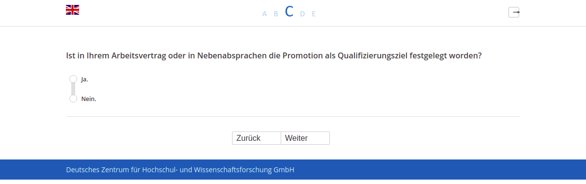 Ist in Ihrem Arbeitsvertrag oder in Nebenabsprachen die Promotion als Qualifizierungsziel festgelegt worden?