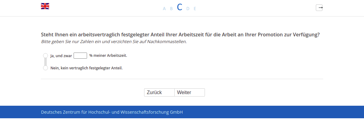 Steht Ihnen ein arbeitsvertraglich festgelegter Anteil Ihrer Arbeitszeit für die Arbeit an Ihrer Promotion zur Verfügung?