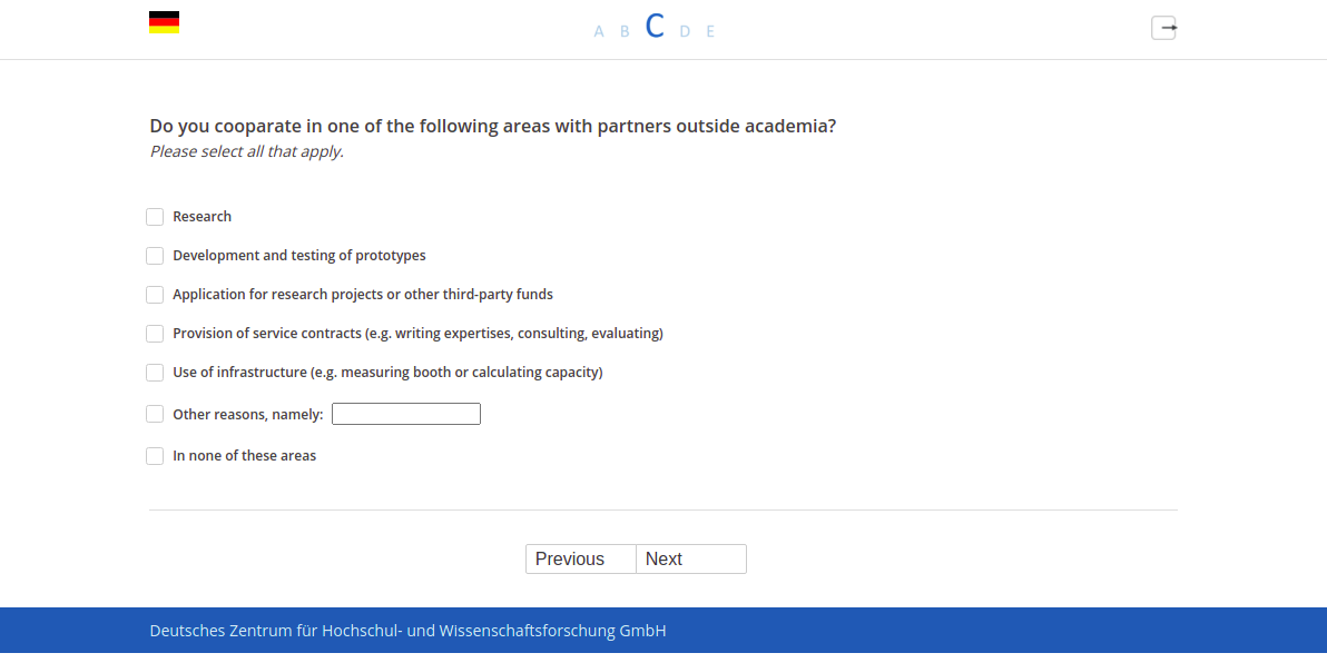 Do you cooparate in one of the following areas with partners outside academia?