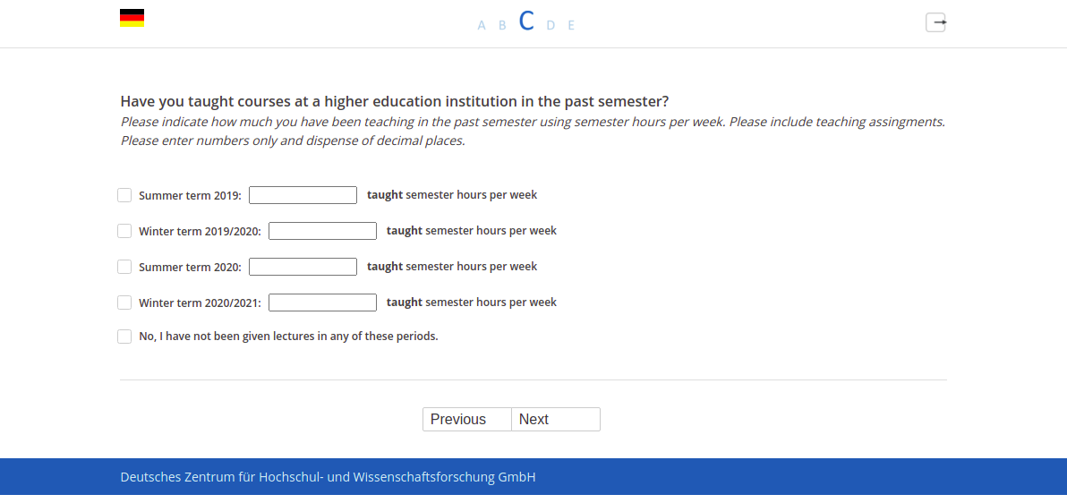 Have you taught courses at a higher education institution in the past semester?