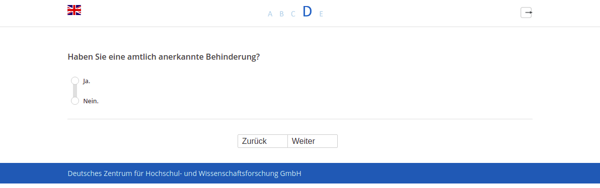Haben Sie eine amtlich anerkannte Behinderung?