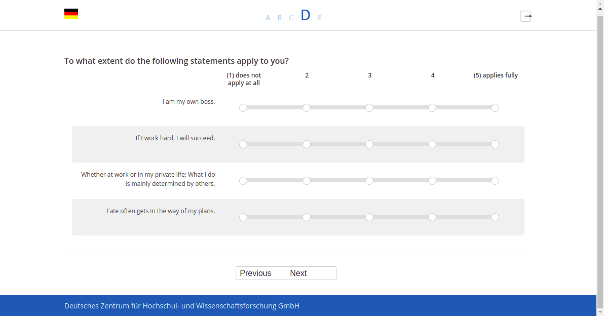 To what extent do the following statements apply to you?