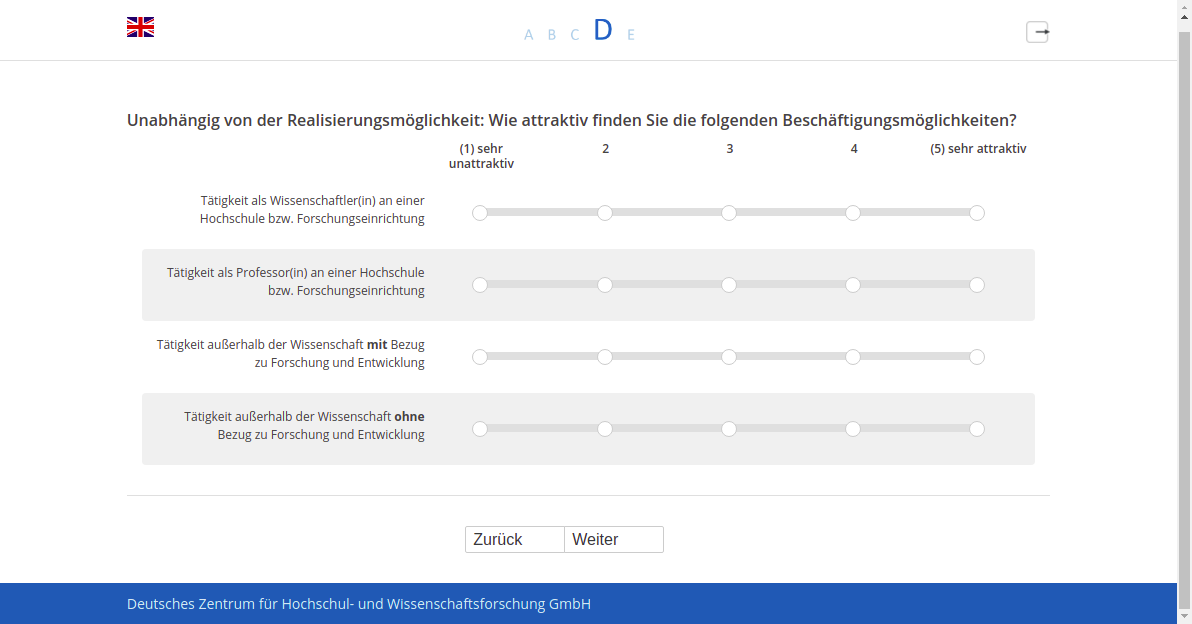 Unabhängig von der Realisierungsmöglichkeit: Wie attraktiv finden Sie die folgenden Beschäftigungsmöglichkeiten?