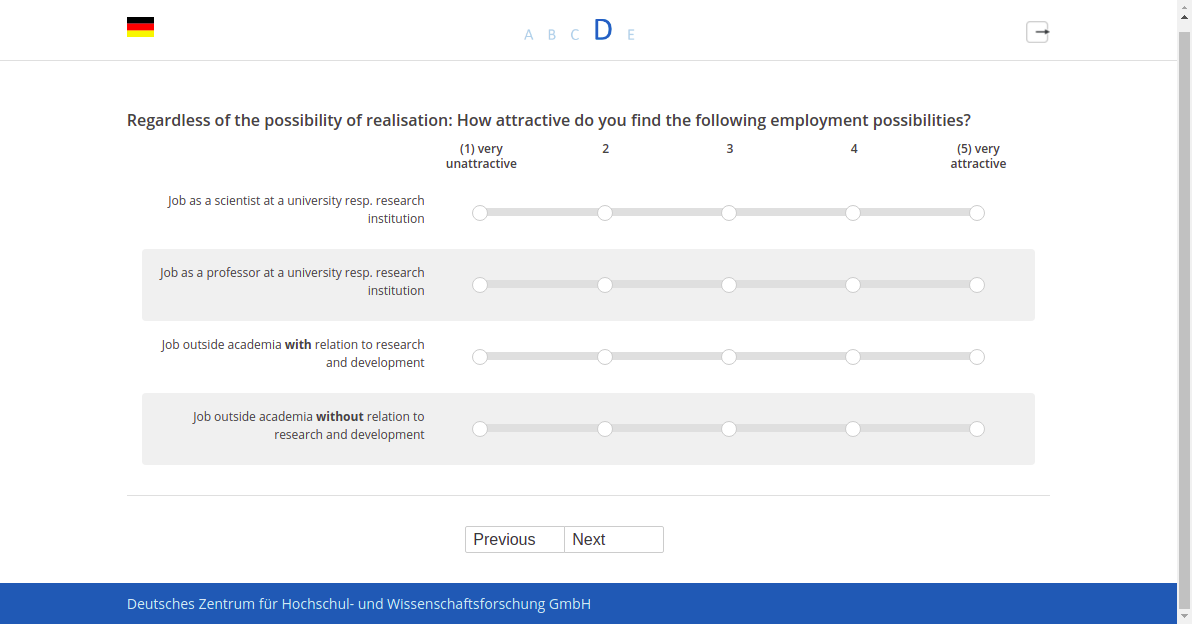 Regardless of the possibility of realisation: How attractive do you find the following employment possibilities?
