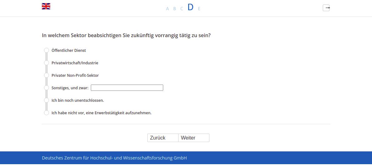 In welchem Sektor beabsichtigen Sie zukünftig vorrangig tätig zu sein?