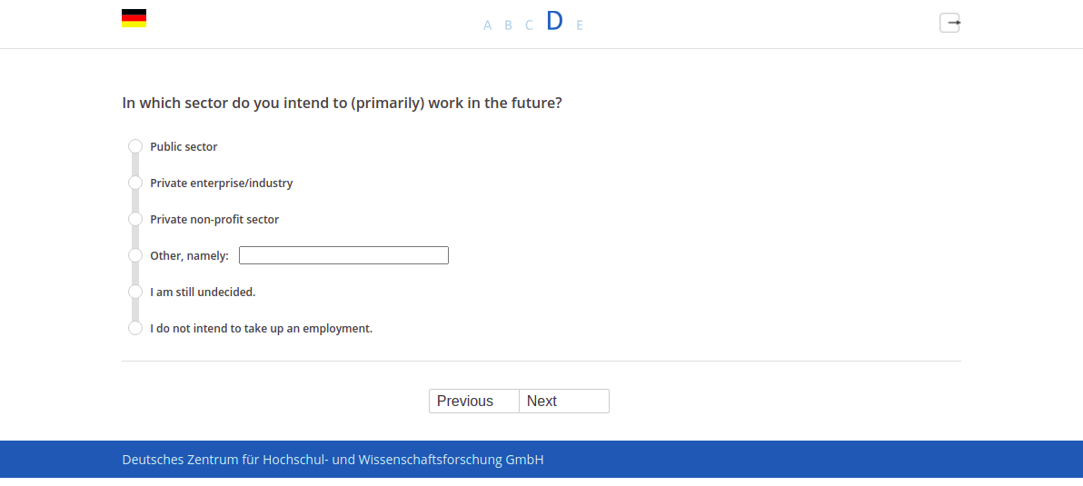 In which sector do you intend to (primarily) work in the future?