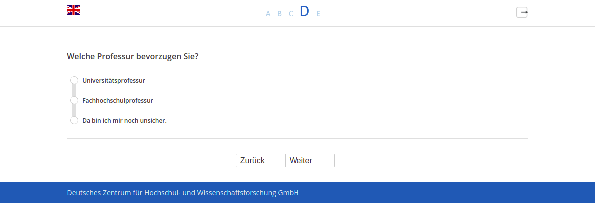 Welche Professur bevorzugen Sie?