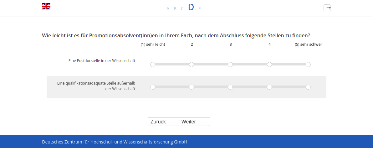 Wie leicht ist es für Promotionsabsolvent(inn)en in Ihrem Fach, nach dem Abschluss folgende Stellen zu finden?
