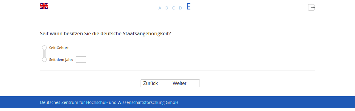 Seit wann besitzen Sie die deutsche Staatsangehörigkeit?