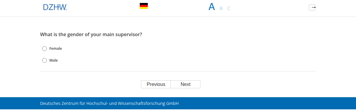 What is the gender of your main supervisor?