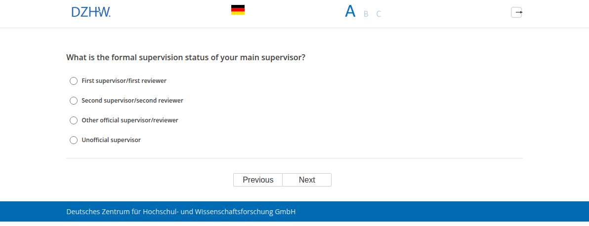 What is the formal supervision status of your main supervisor?