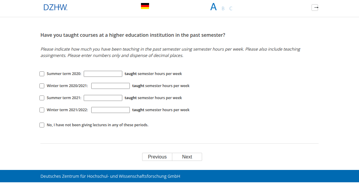 Have you taught courses at a higher education institution in the past semester?
