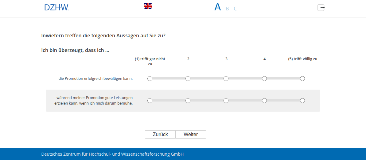 Inwiefern treffen die folgenden Aussagen auf Sie zu?,Ich bin überzeugt, dass ich …