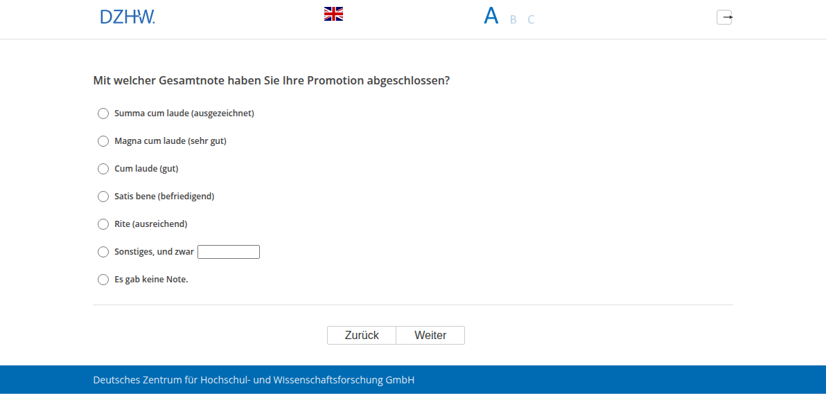 Mit welcher Gesamtnote haben Sie Ihre Promotion abgeschlossen?