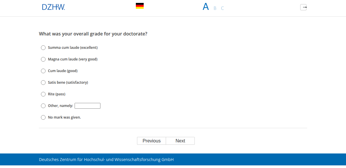 What was your overall grade for your doctorate?