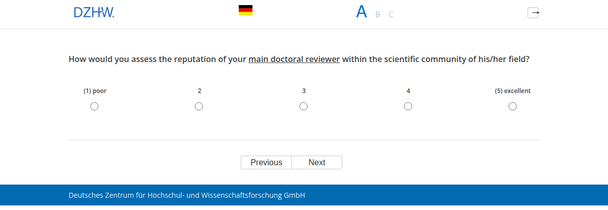 How would you assess the reputation of your main doctoral reviewer within the scientific community of his/her field?