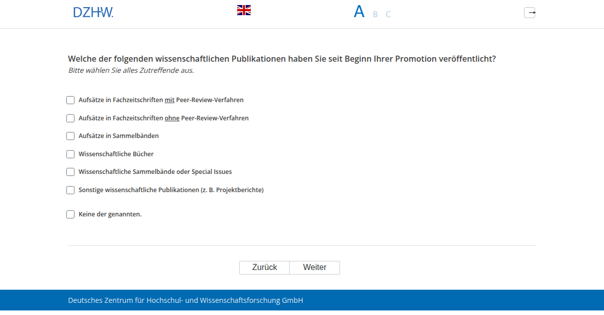Welche der folgenden wissenschaftlichen Publikationen haben Sie seit Beginn Ihrer Promotion veröffentlicht?
