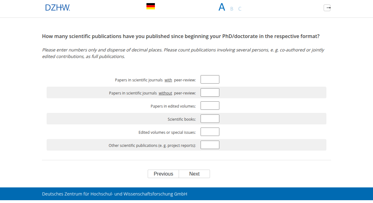 How many scientific publications have you published since beginning your PhD/doctorate in the respective format?