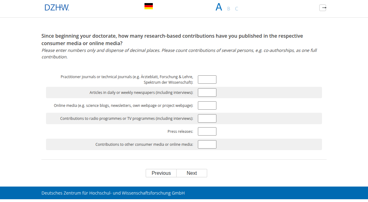 Since beginning your doctorate, how many research-based contributions have you published in the respective consumer media or online media?
