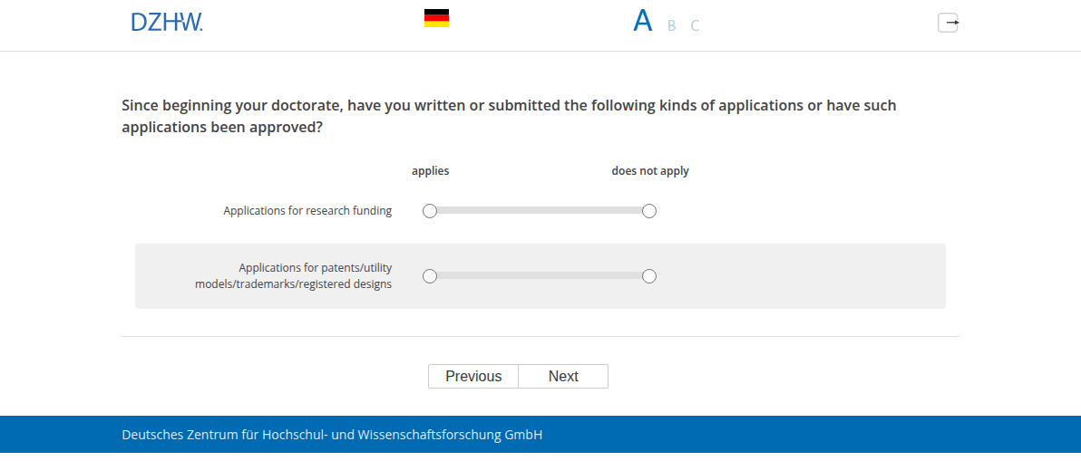Since beginning your doctorate, have you written or submitted the following kinds of applications or have such applications been approved?