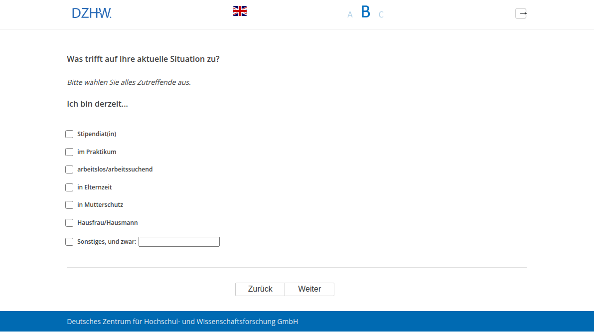 Was trifft auf Ihre aktuelle Situation zu?,Ich bin derzeit...