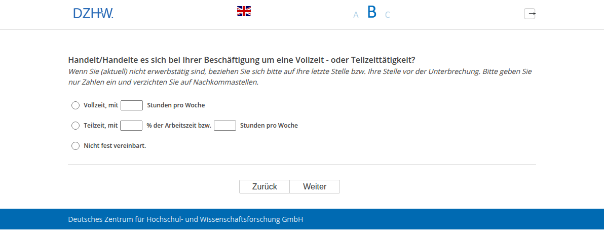 Handelt/Handelte es sich bei Ihrer Beschäftigung um eine Vollzeit - oder Teilzeittätigkeit?
