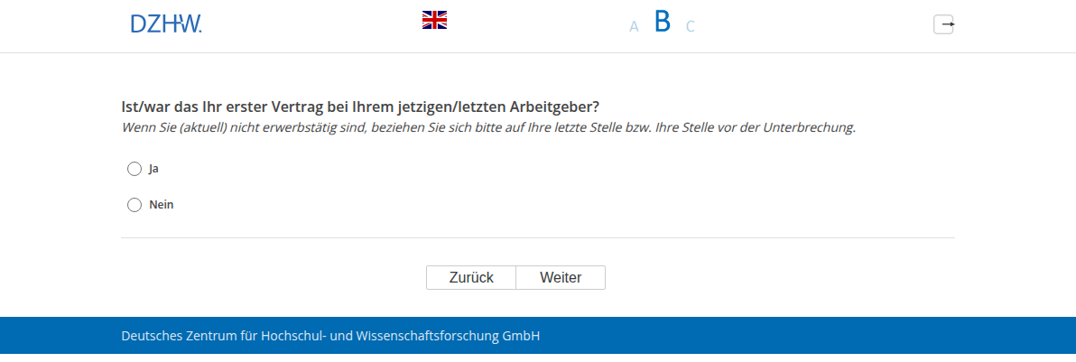 Ist/war das Ihr erster Vertrag bei Ihrem jetzigen/letzten Arbeitgeber?