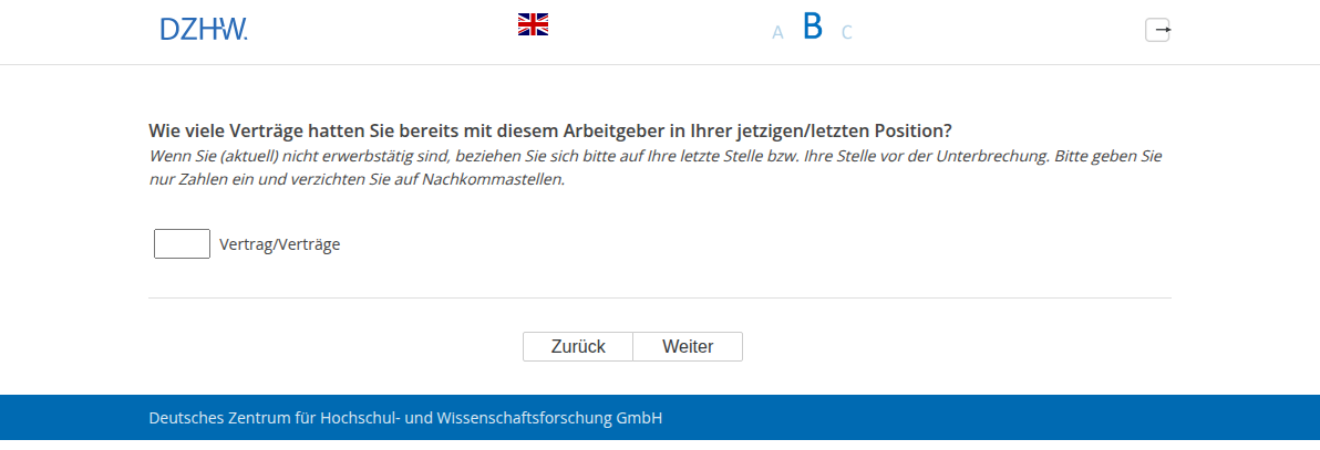 Wie viele Verträge hatten Sie bereits mit diesem Arbeitgeber in Ihrer jetzigen/letzten Position?