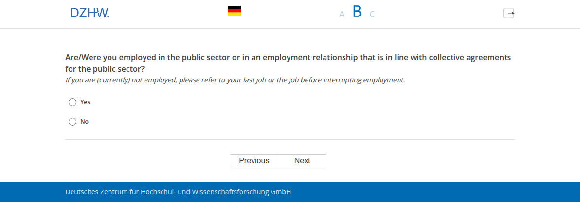 Are/Were you employed in the public sector or in an employment relationship that is in line with collective agreements for the public sector?