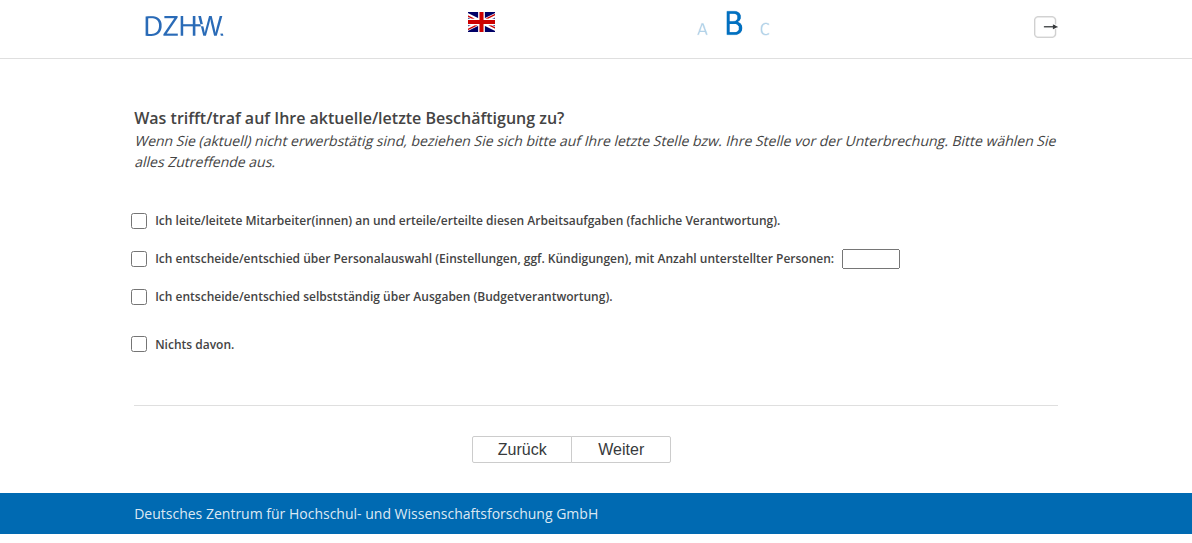 Was trifft/traf auf Ihre aktuelle/letzte Beschäftigung zu?