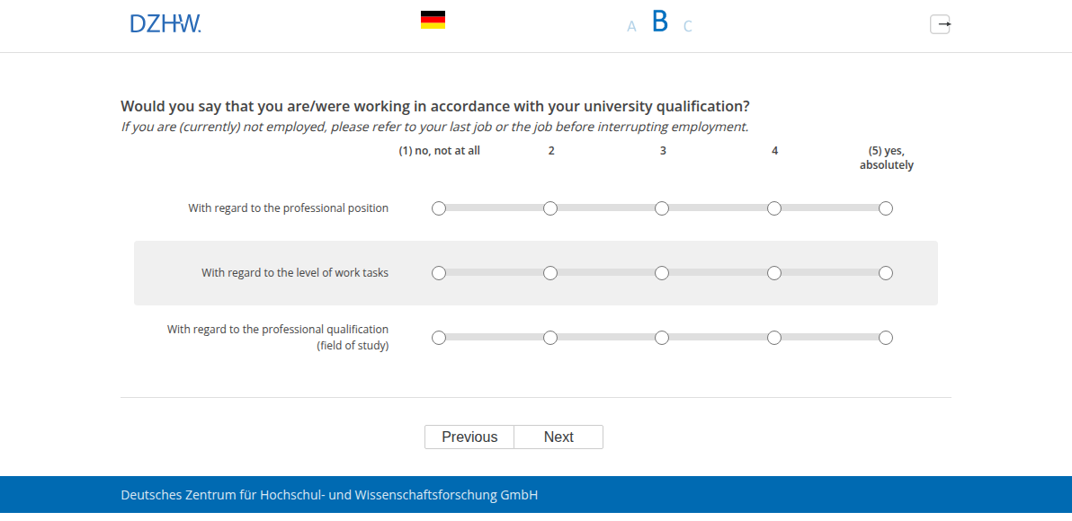Would you say that you are/were working in accordance with your university qualification?