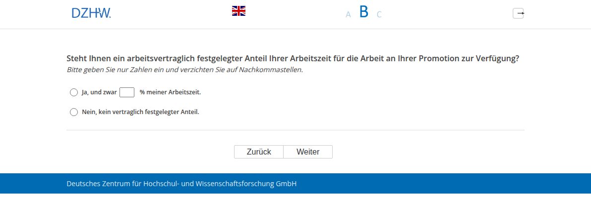 Steht Ihnen ein arbeitsvertraglich festgelegter Anteil Ihrer Arbeitszeit für die Arbeit an Ihrer Promotion zur Verfügung?