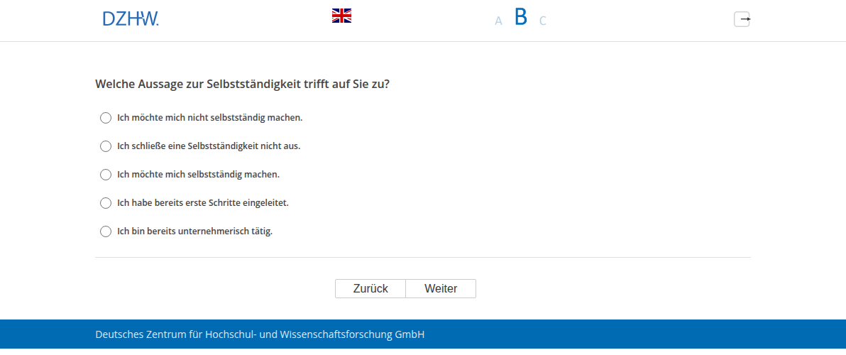 Welche Aussage zur Selbstständigkeit trifft auf Sie zu?