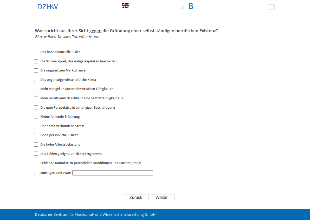 Was spricht aus Ihrer Sicht gegen die Gründung einer selbstständigen beruflichen Existenz?