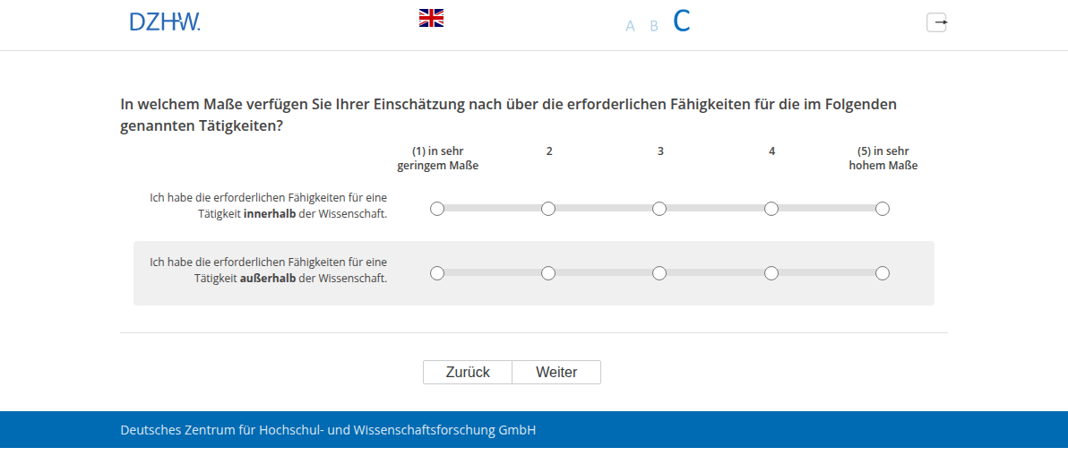 In welchem Maße verfügen Sie Ihrer Einschätzung nach über die erforderlichen Fähigkeiten für die im Folgenden genannten Tätigkeiten?