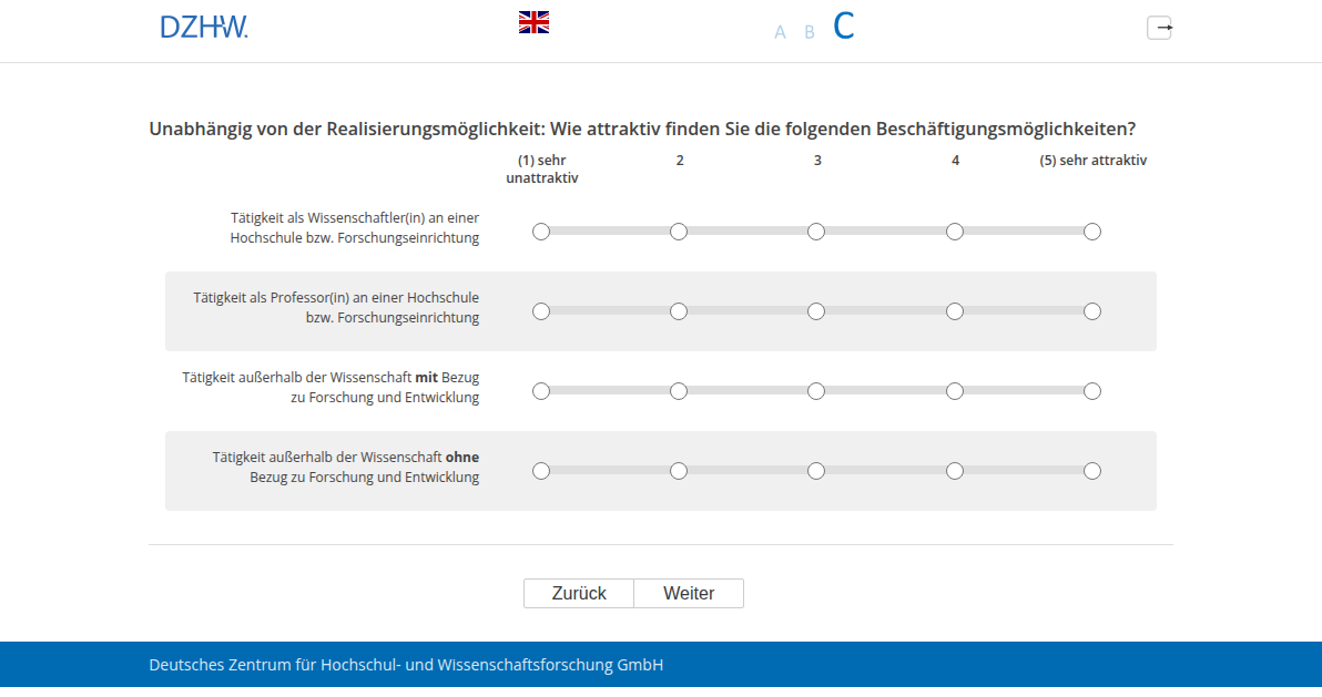 Unabhängig von der Realisierungsmöglichkeit: Wie attraktiv finden Sie die folgenden Beschäftigungsmöglichkeiten?