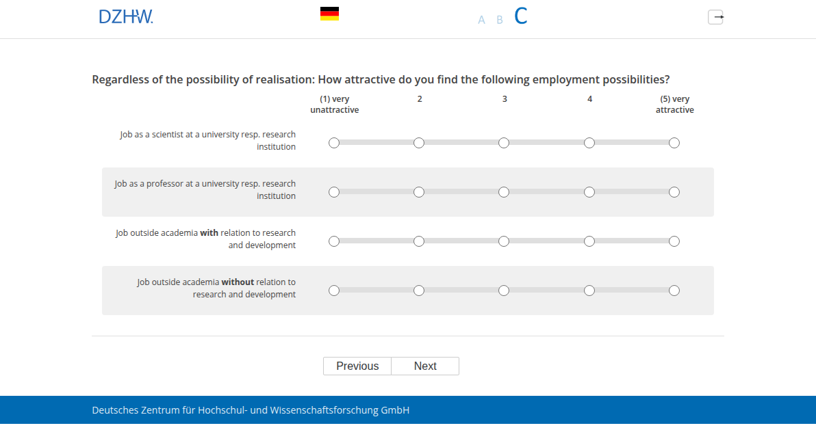 Regardless of the possibility of realisation: How attractive do you find the following employment possibilities?