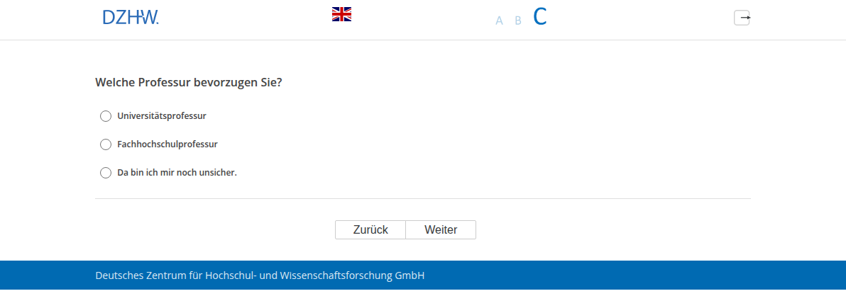 Welche Professur bevorzugen Sie?