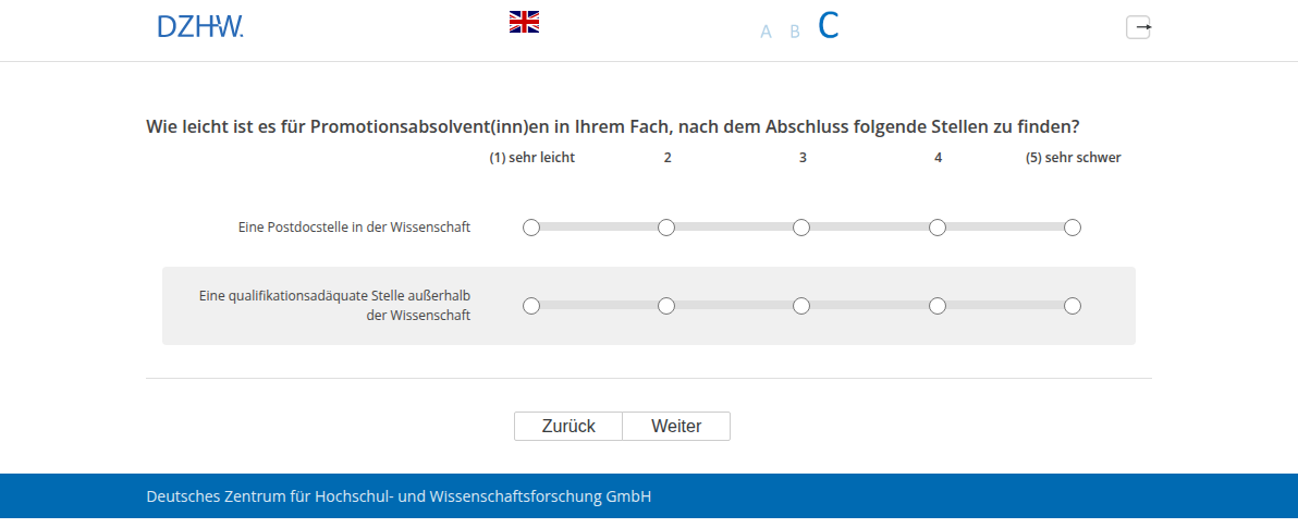 Wie leicht ist es für Promotionsabsolvent(inn)en in Ihrem Fach, nach dem Abschluss folgende Stellen zu finden?