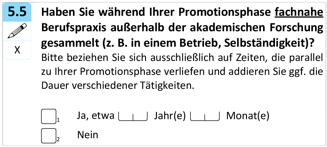 Haben Sie während Ihrer Promotionsphase fachnahe Berufspraxis außerhalb der akademischen Forschung gesammelt (z. B. in einem Betrieb, Selbständigkeit)?