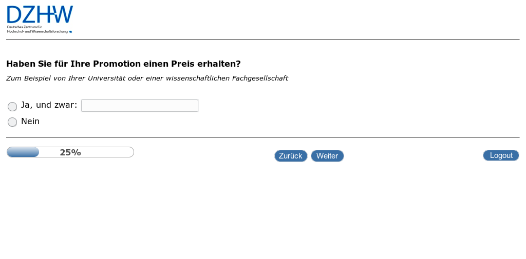 Haben Sie für Ihre Promotion einen Preis erhalten?