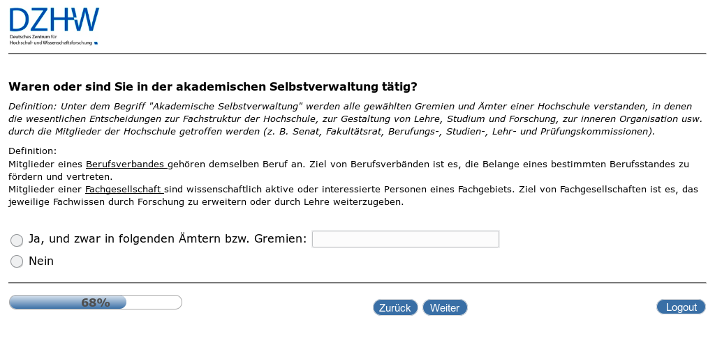 Waren oder sind Sie in der akademischen Selbstverwaltung tätig?