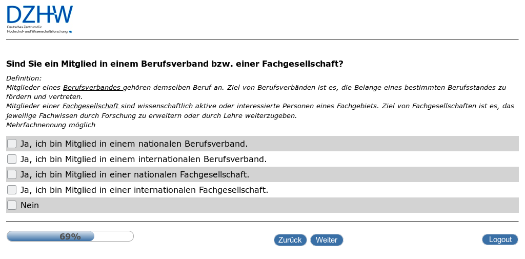 Sind Sie ein Mitglied in einem Berufsverband bzw. einer Fachgesellschaft?