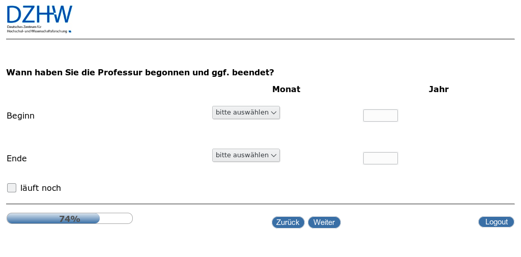 Wann haben Sie die Professur begonnen und ggf. beendet?