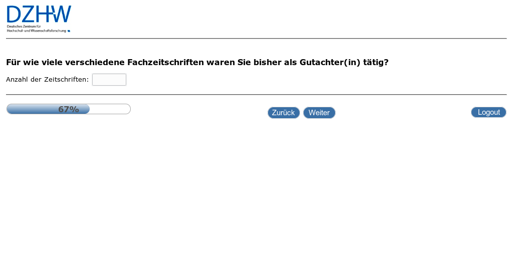 Für wie viele verschiedene Fachzeitschriften waren Sie bisher als Gutachter(in) tätig?