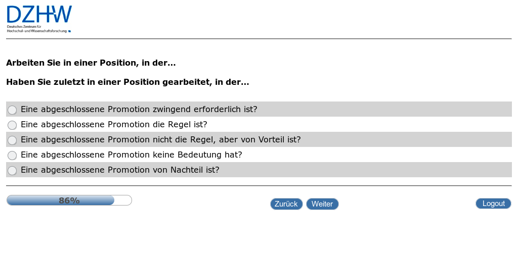 Arbeiten Sie in einer Position, in der…,Haben Sie zuletzt in einer Position gearbeitet, in der…